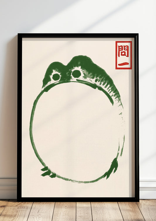Zen Hoji Frog Kunst von Matsumoto Hoji als gerahmtes Bild in moderner Wohnung