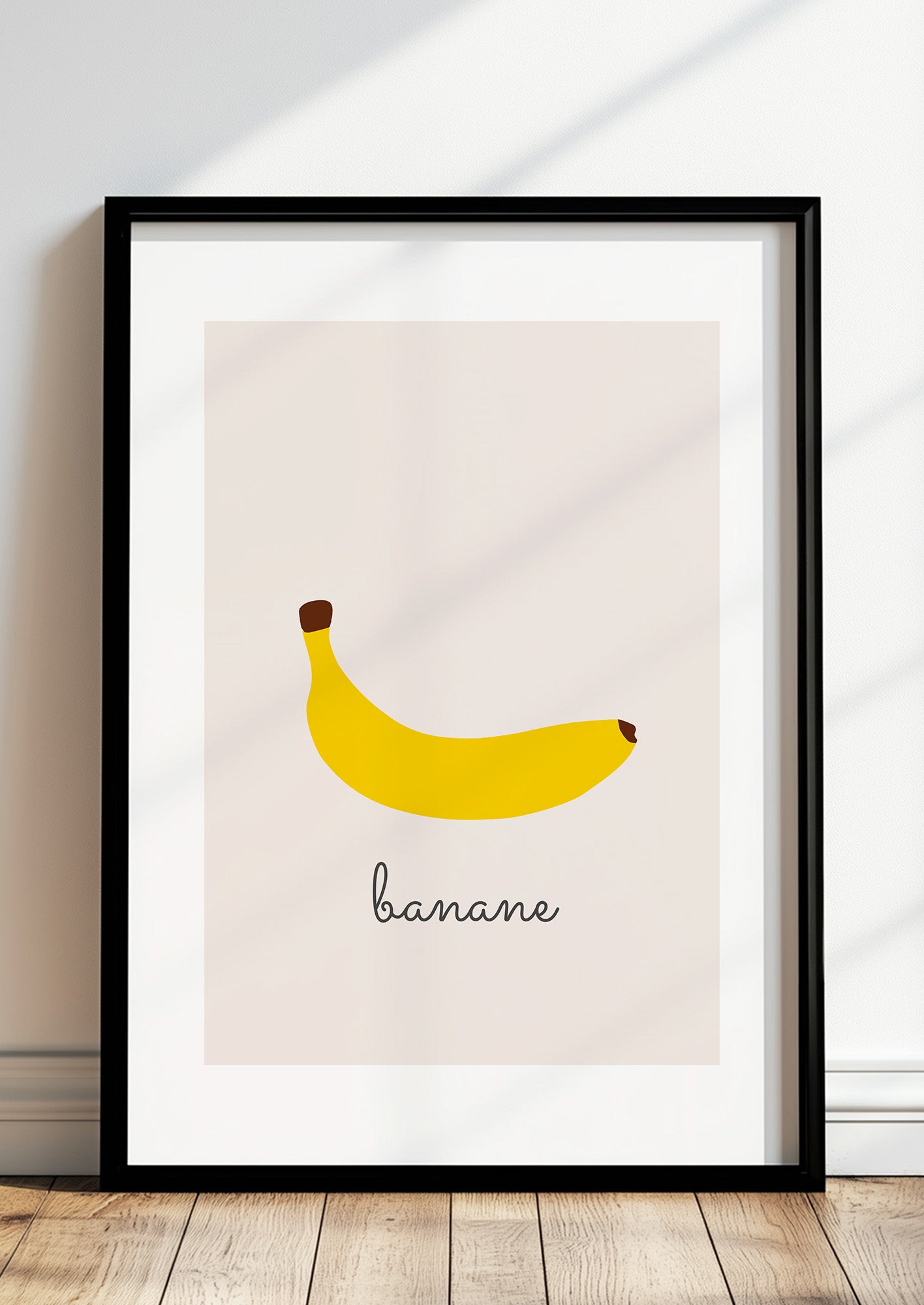 Gerahmtes Poster „Banana Illustration - Banane“.