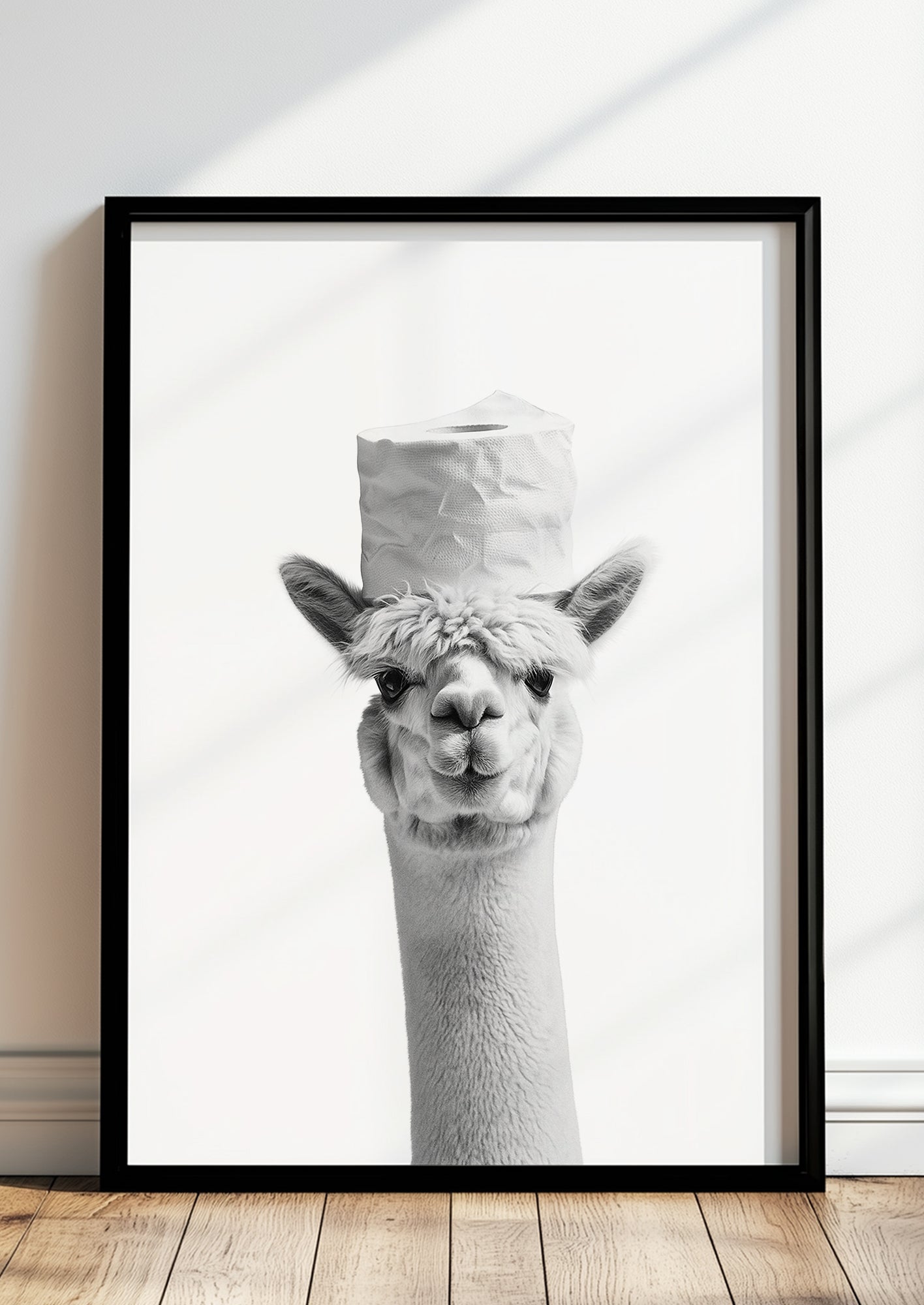 Gerahmtes Alpaka Klopapier Poster im Badezimmer