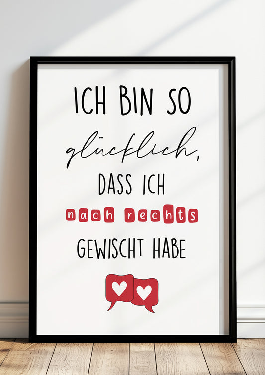 dating spruch wandbild mit herzen swipe right liebe modern