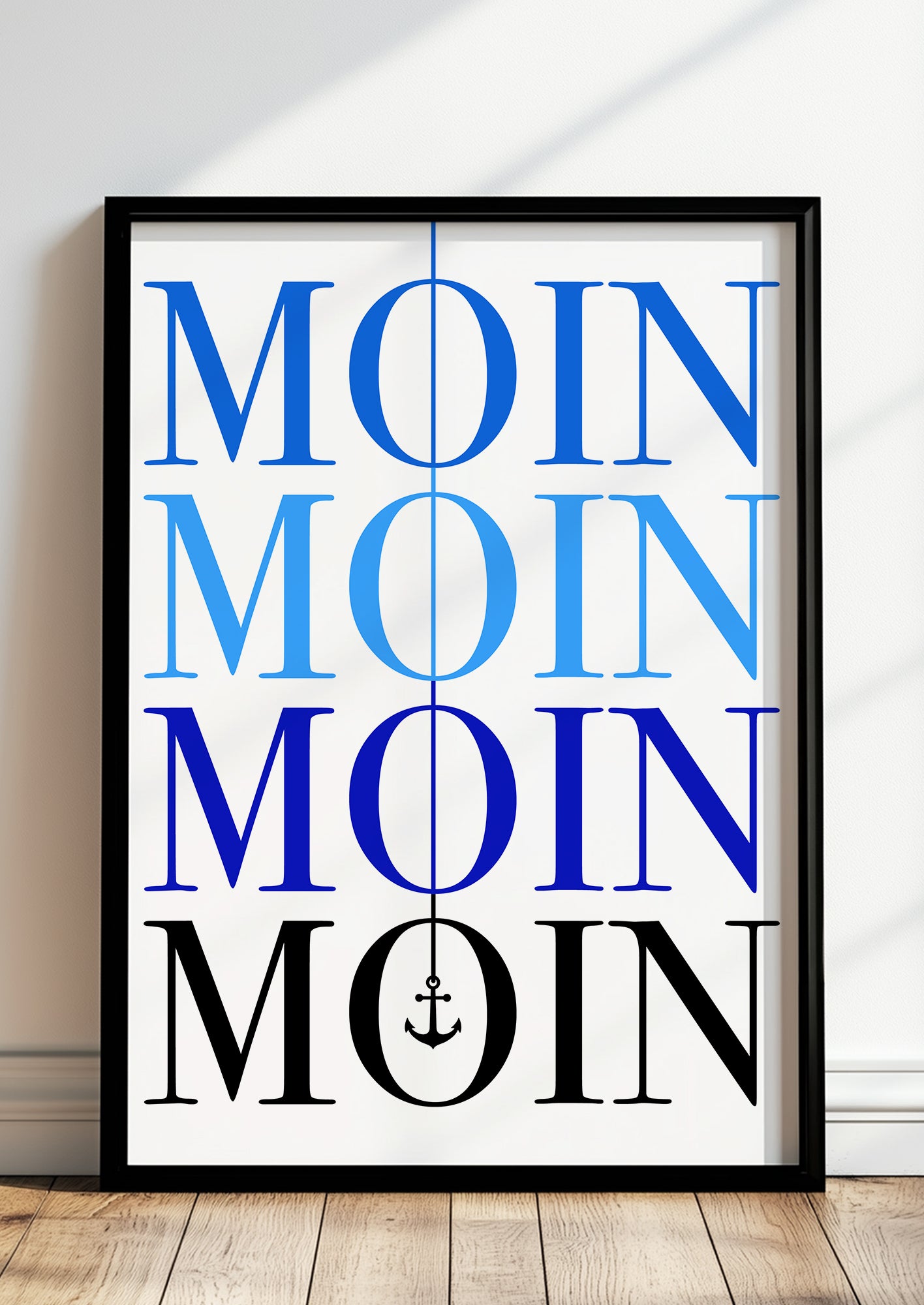 Gerahmtes Poster maritim dekoriert.