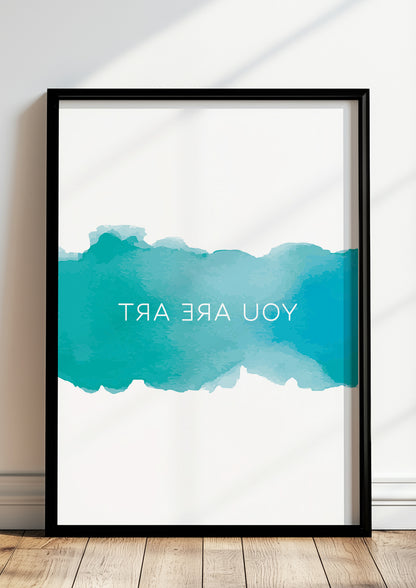 you are art aquarell poster gerahmt in modernem wohnzimmer
