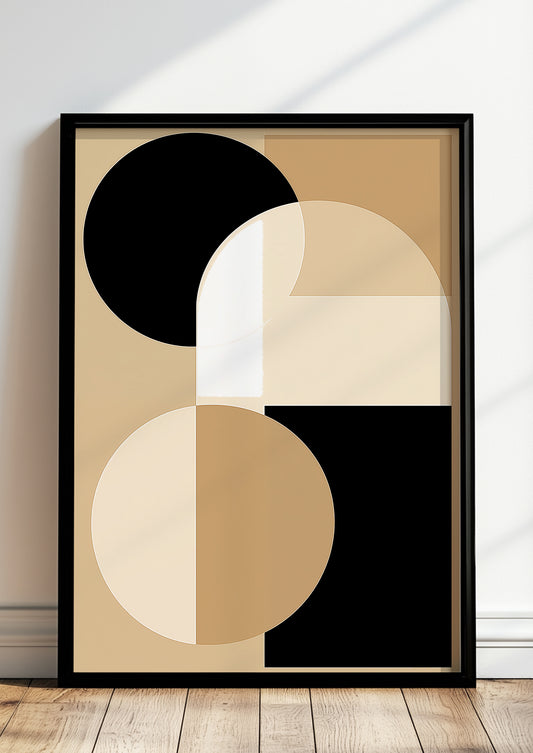 Gerahmtes Poster „BAUHAUS - Beige Brown Black 3“ in modernem Raum.