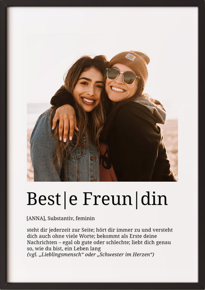 Beste Freundin im schwarzen Holzrahmen