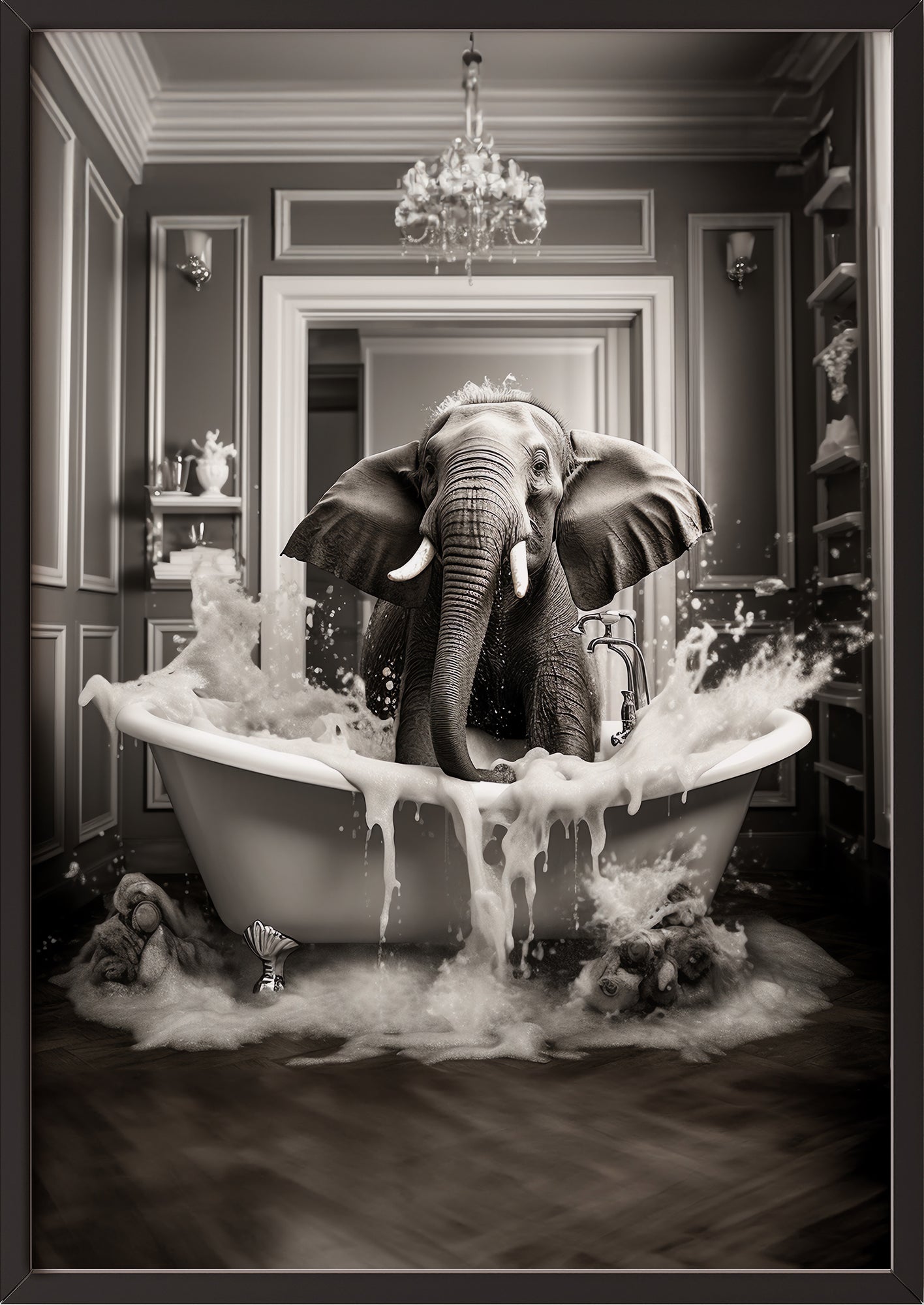 der schwarze rahmen betont die elegante anmutung des tierposters und macht es zu einem besonderen hingucker an der wand