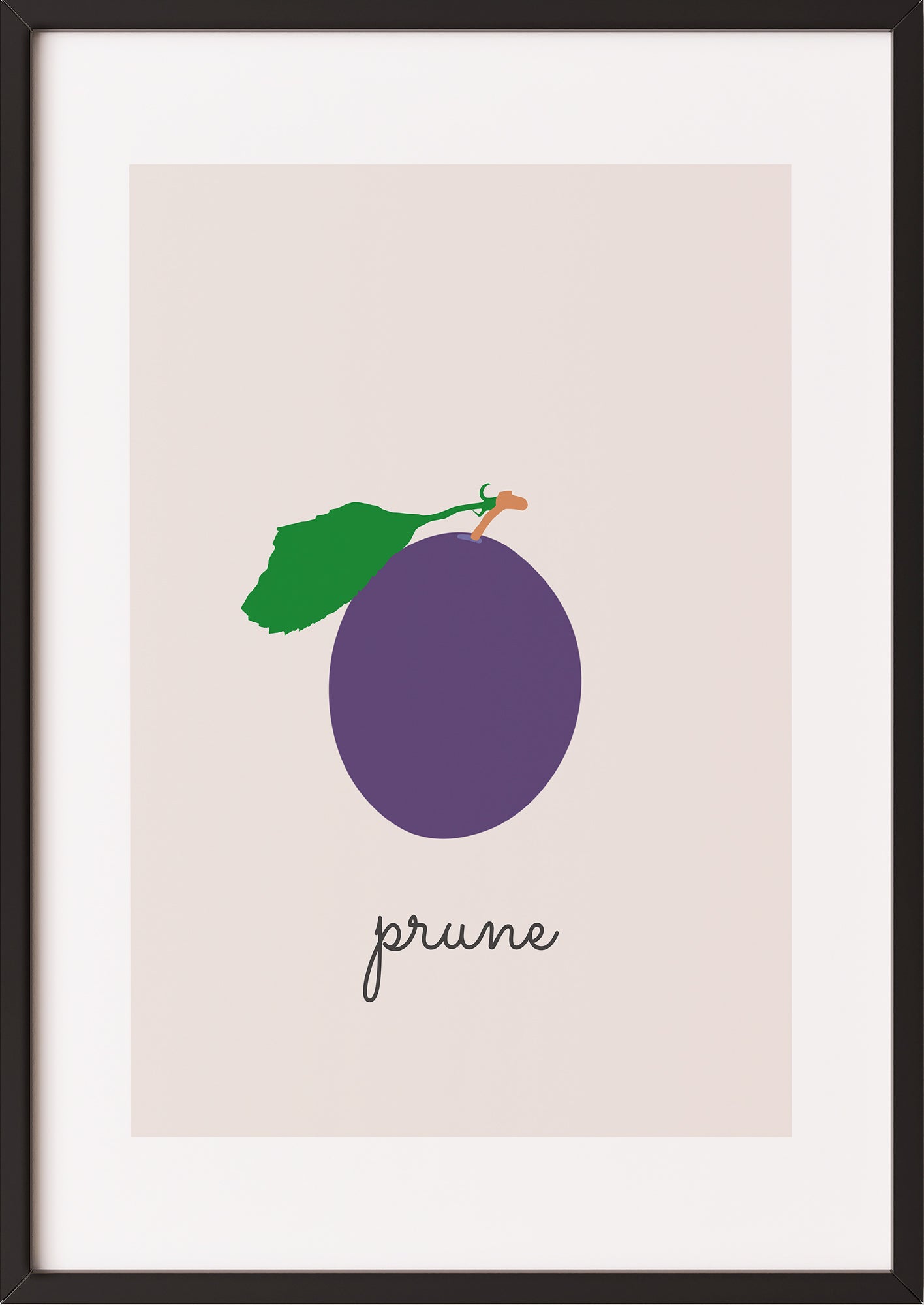 Poster „Plum Illustration - Prune“ schwarz.