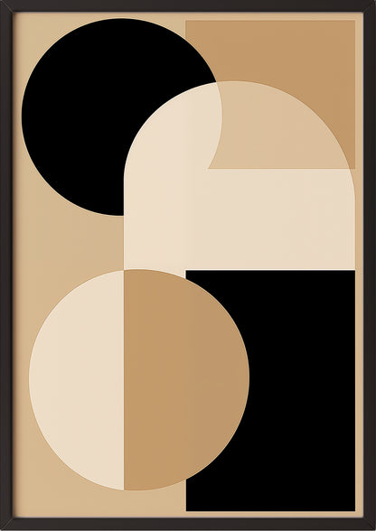 Hochformatiges Poster „BAUHAUS - Beige Brown Black 3“ mit schwarzem Rahmen.