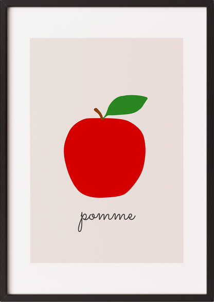 Poster „Apple Illustration - Pomme“ schwarz.