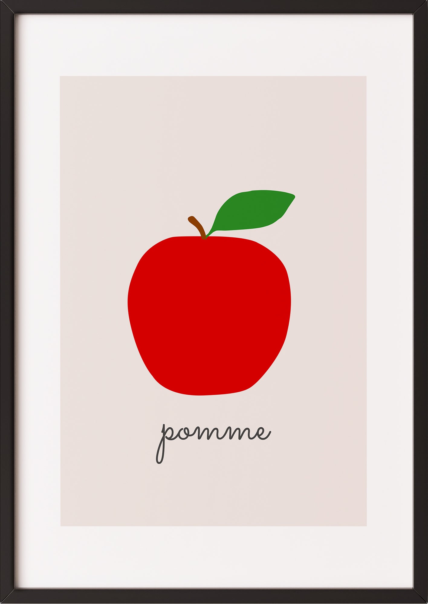 Poster „Apple Illustration - Pomme“ schwarz.