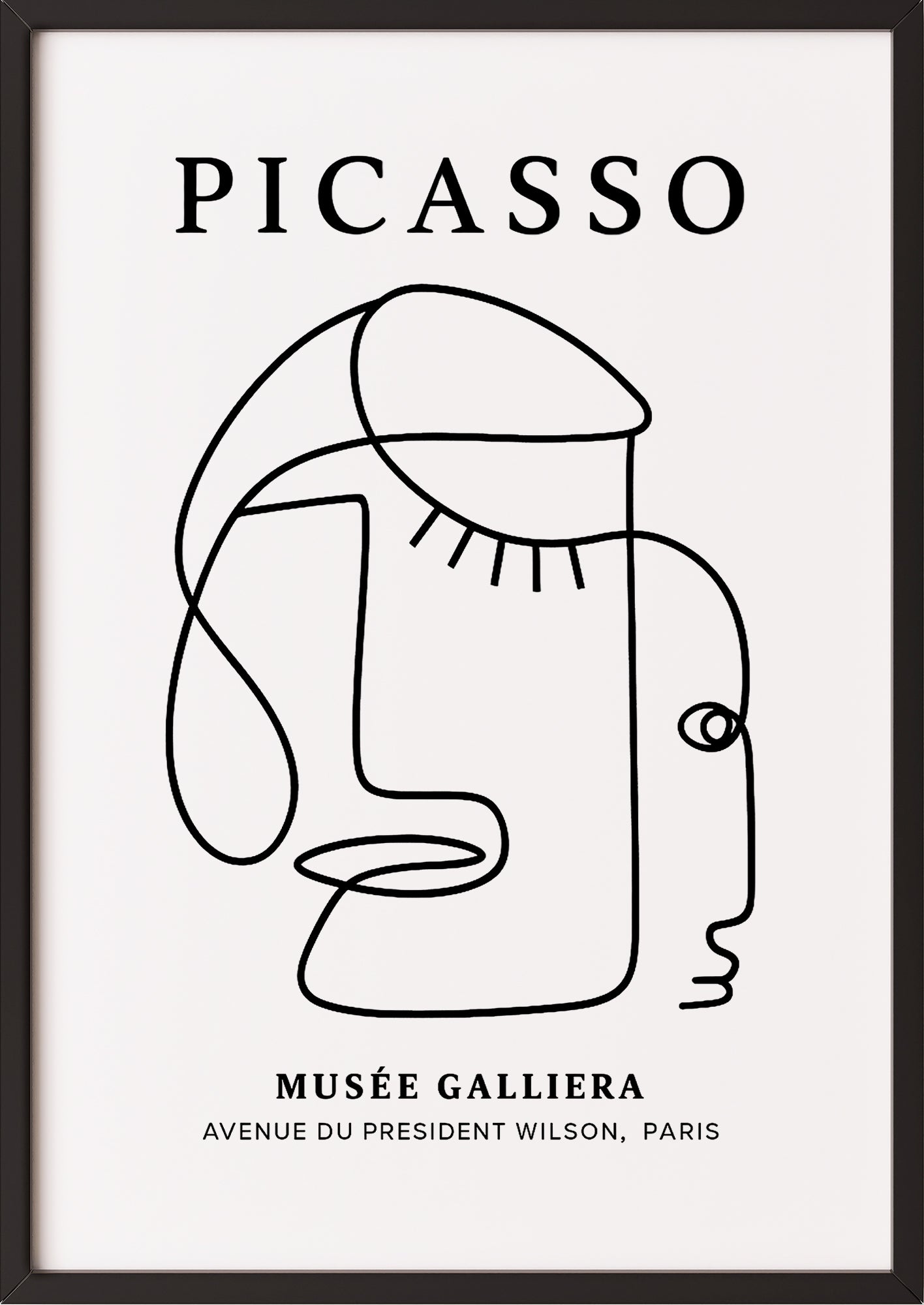 schwarzer rahmen Minimalistisches Line Art Poster im schwarzen Rahmen vor heller Wand