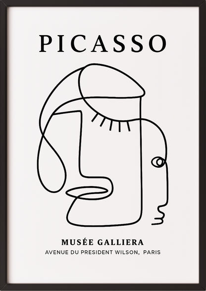 schwarzer rahmen Minimalistisches Line Art Poster im schwarzen Rahmen vor heller Wand