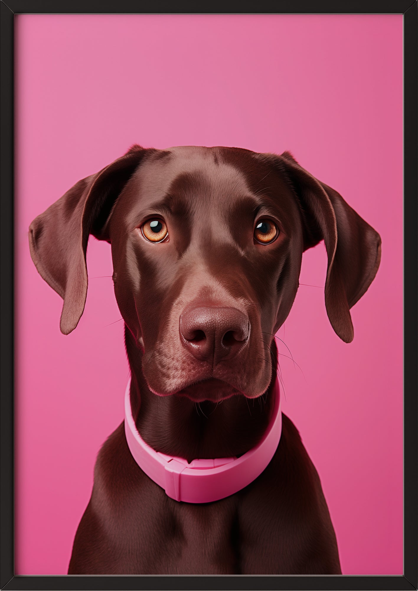 Poster „Labrador On Pink Background“ schwarz.