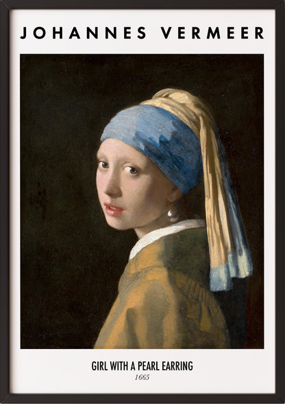 Girl with a Pearl Earring von Johannes Vermeer Kunstdruck im schwarzen Rahmen