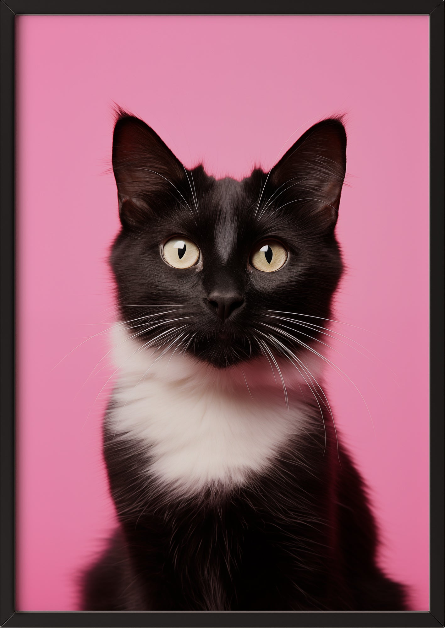 Poster „Cat 3 On Pink Background“ schwarz.