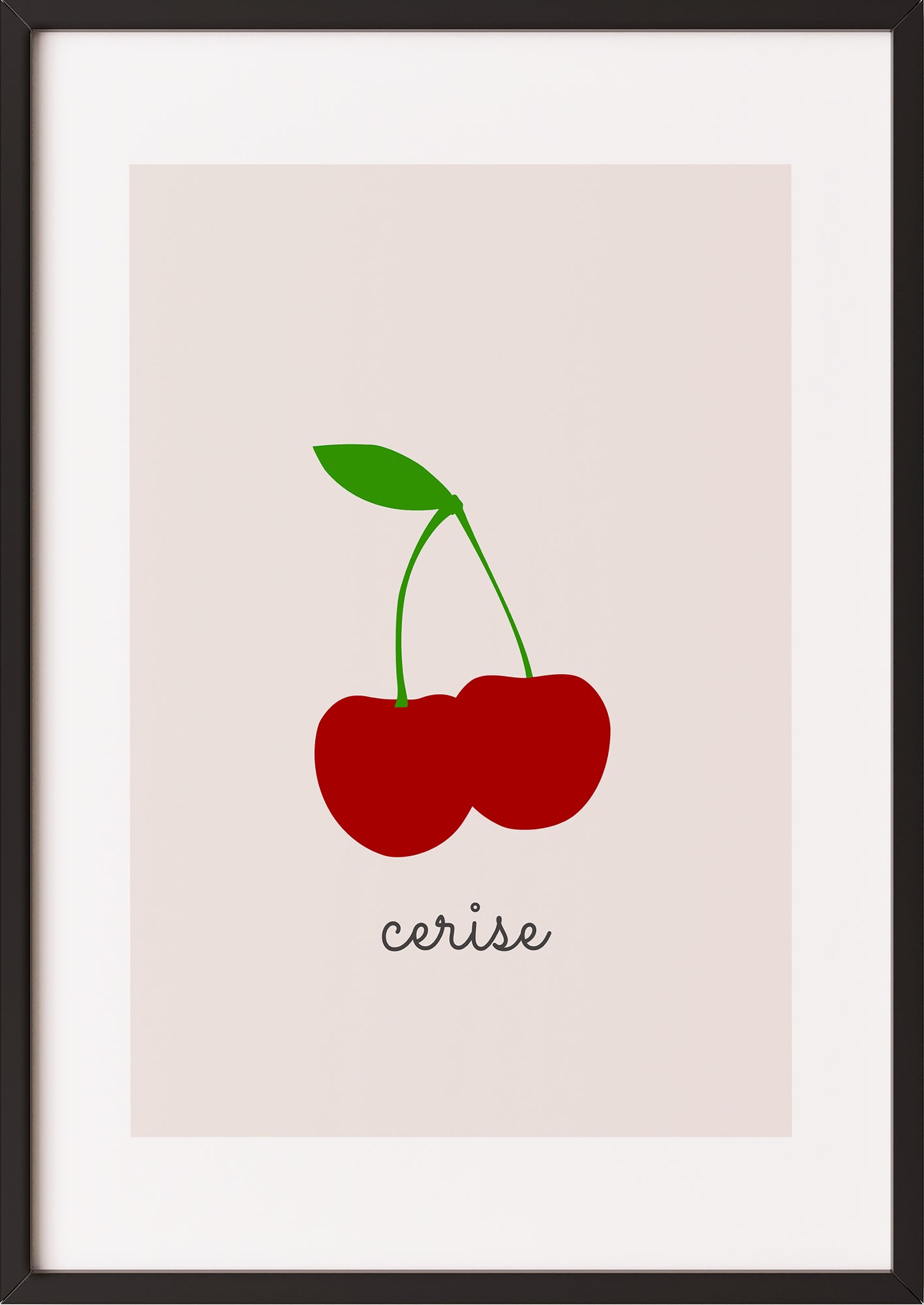 Poster „Cherry Illustration - Cerise“ schwarz.