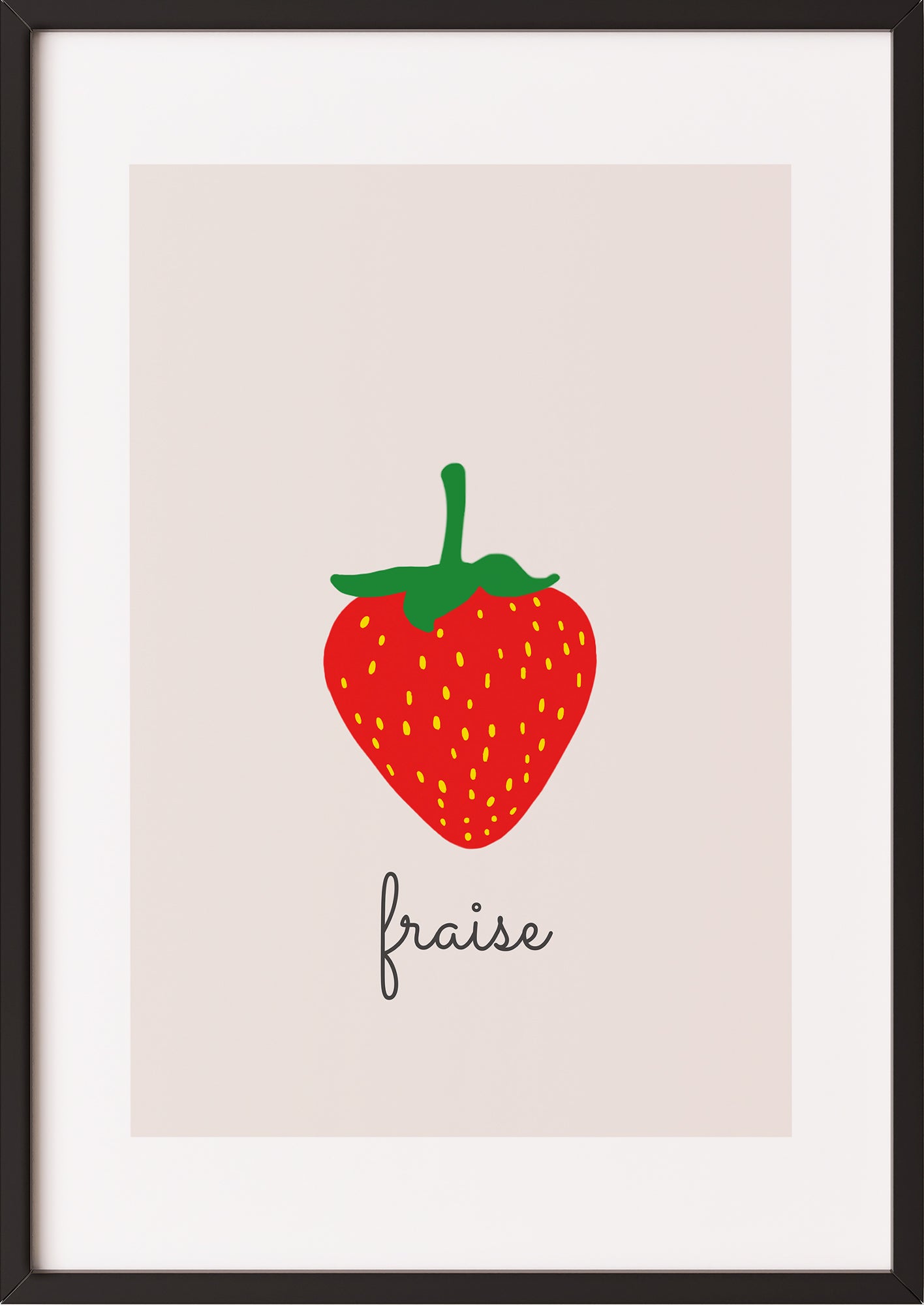 Poster „Strawberry Illustration - Fraise“ schwarz.