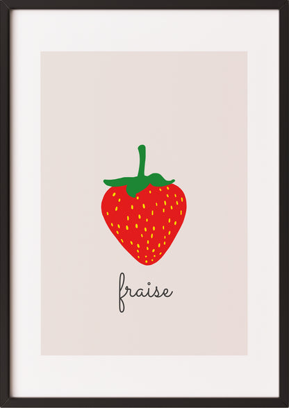 Poster „Strawberry Illustration - Fraise“ schwarz.