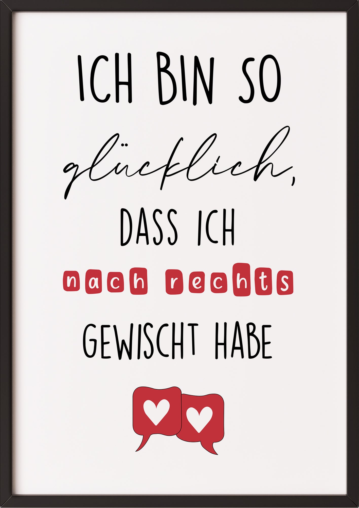 witziges bild ich bin so glücklich swipe nach rechts rote herzen