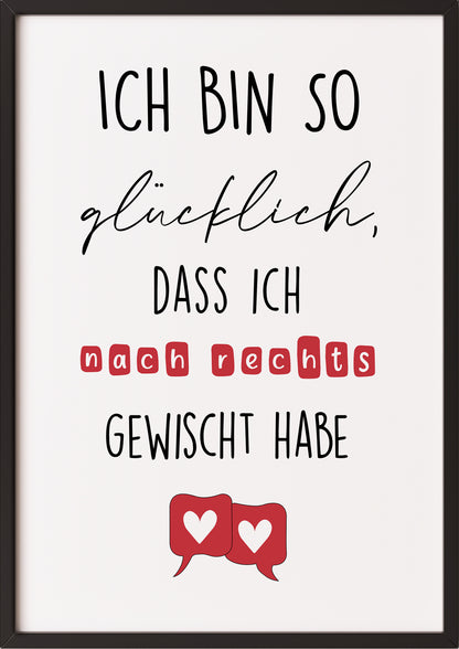 witziges bild ich bin so glücklich swipe nach rechts rote herzen