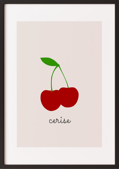 Poster „Cherry Illustration - Cerise“ schwarz.