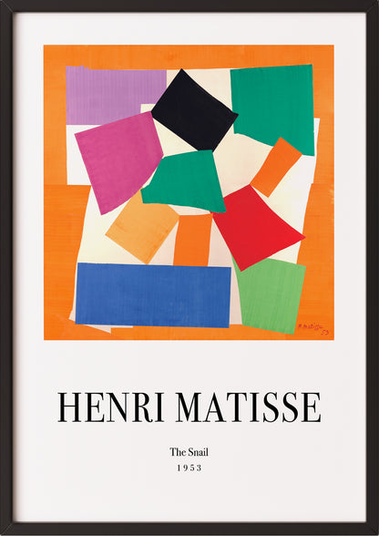 The Snail von Henri Matisse Kunstdruck im schwarzen Rahmen
