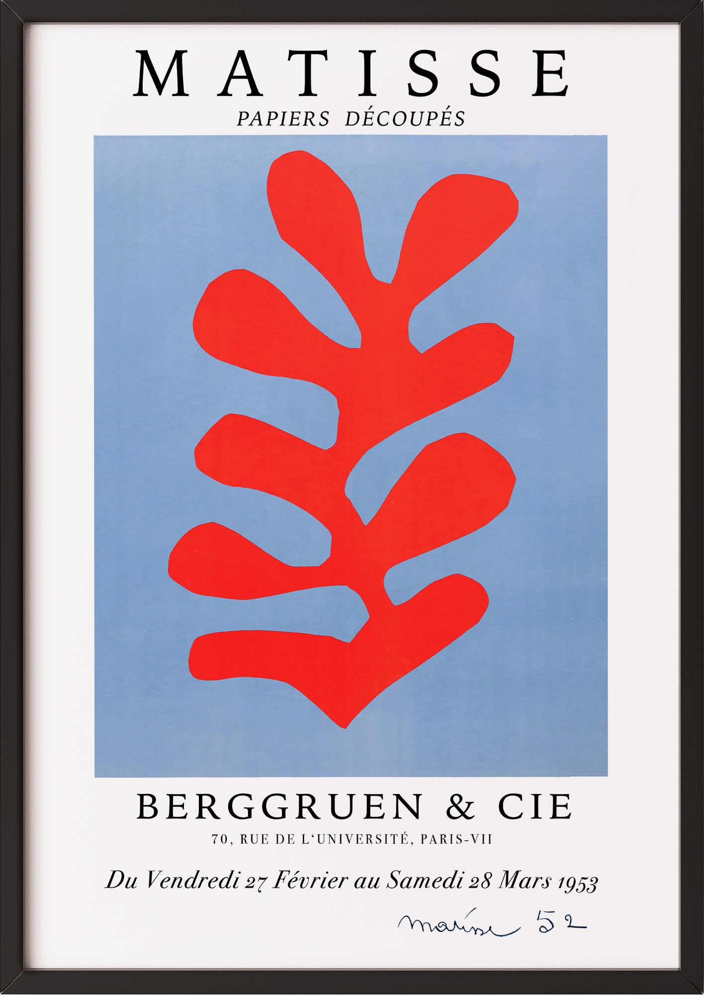 Red Algae von Henri Matisse Kunstdruck im schwarzen Rahmen