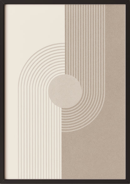 Gerahmtes Linienposter mit harmonischem Fluss, an Wand gelehnt