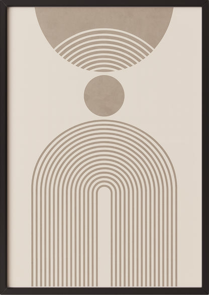 Gerahmtes Stillness Poster mit klarer Linienführung, an Wand gelehnt