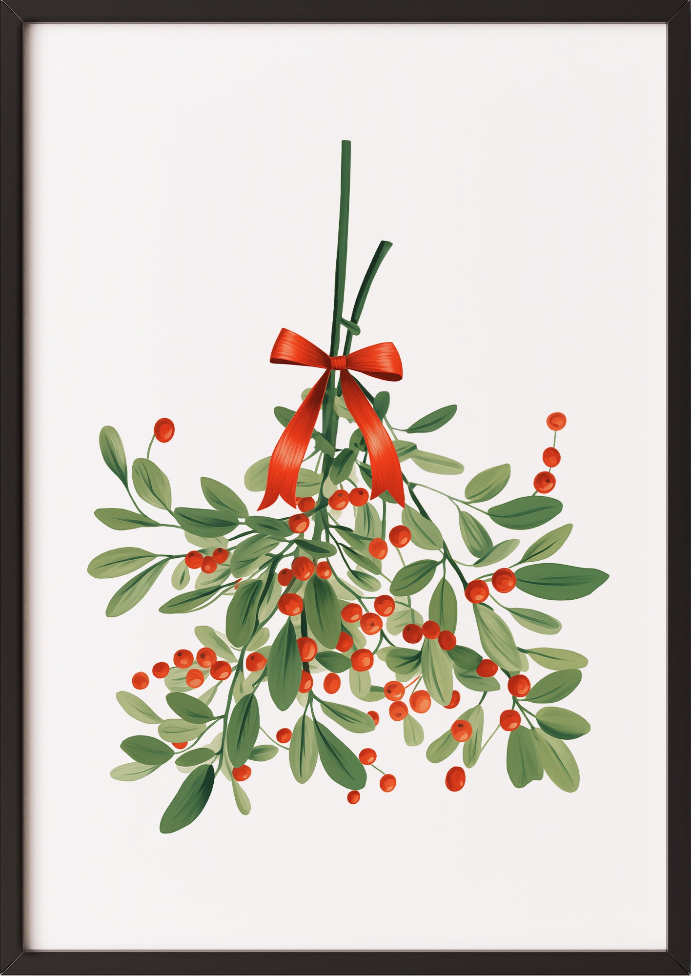 Mistelzweig-Poster in schwarzem Holzrahmen