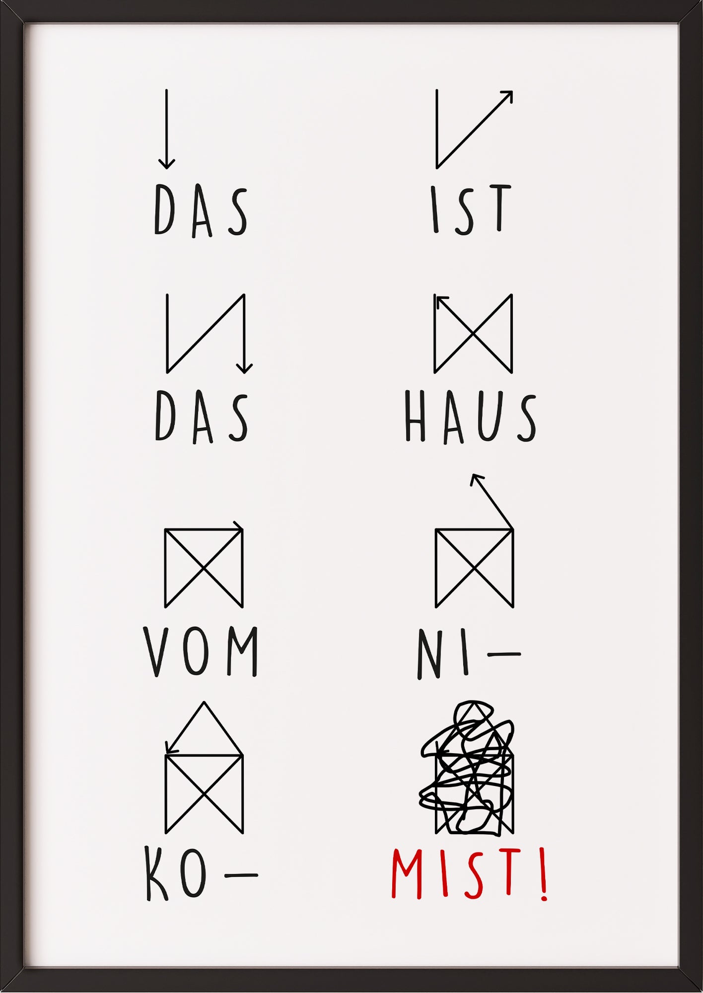 Nikolaus-Haus-Poster in schwarzem Holzrahmen