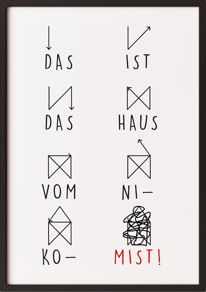 Nikolaus-Haus-Poster in schwarzem Holzrahmen