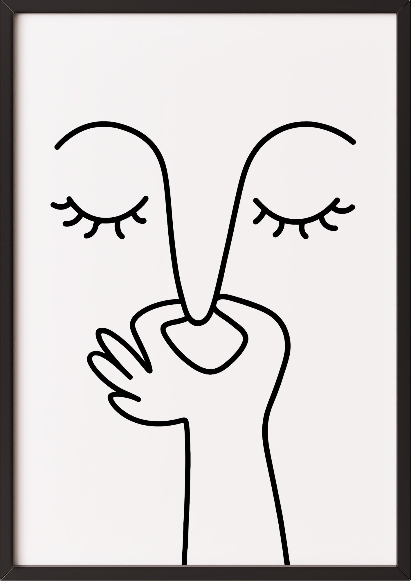 Hochformatiges Poster „Nase Zuhalten“ mit schwarzem Rahmen, freigestellt.