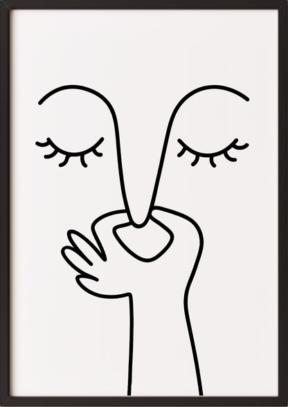 Hochformatiges Poster „Nase Zuhalten“ mit schwarzem Rahmen, freigestellt.