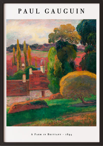 A Farm in Brittany von Paul Gauguin Kunstdruck im schwarzen Rahmen