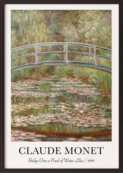 Claude Monet Poster Bridge Over a Pond of Water Lilies im schwarzen Rahmen – elegante Kunst