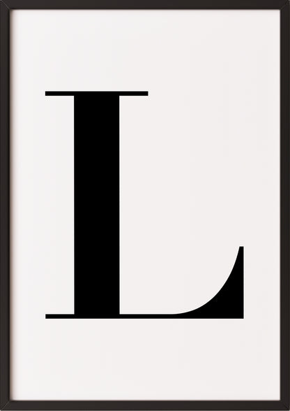 Poster Buchstabe „L“ in schwarzem Holzrahmen