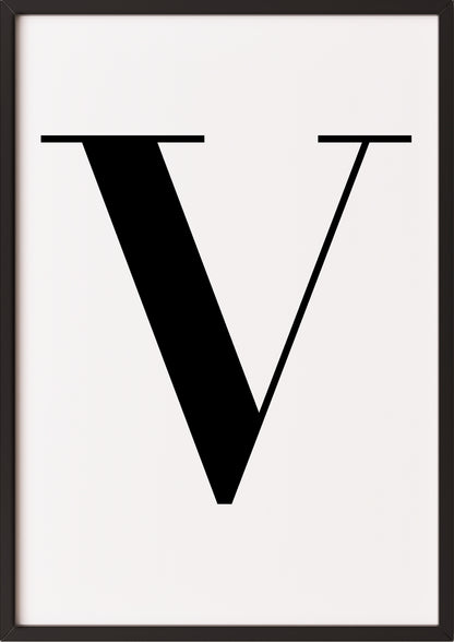 Poster Buchstabe „V“ in schwarzem Holzrahmen