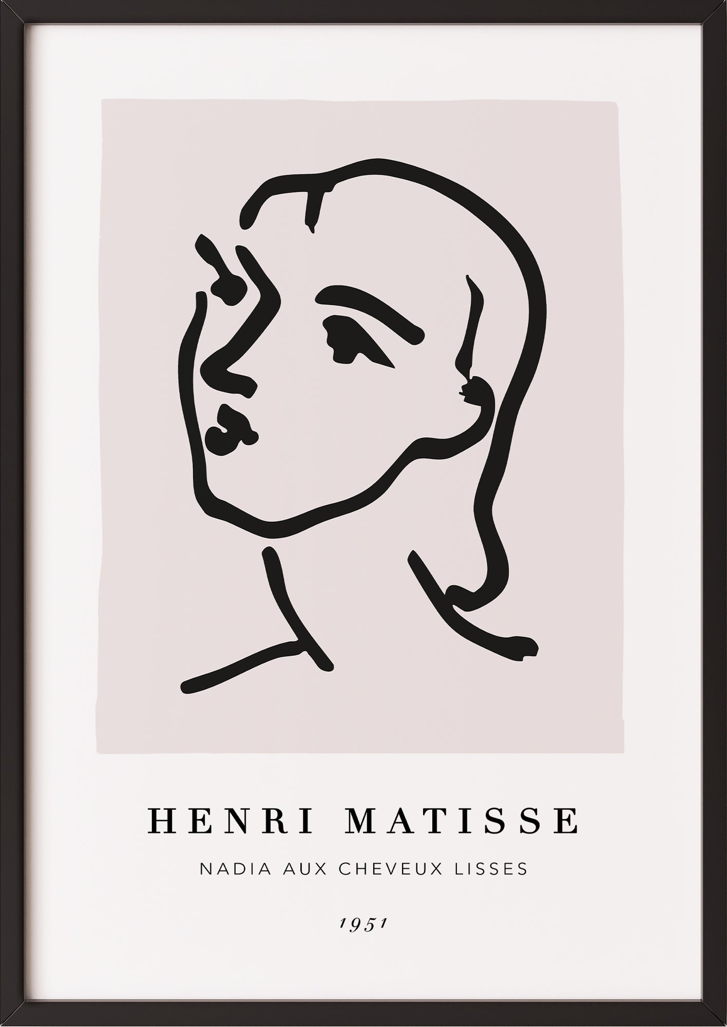 Nadia aux cheveux lisses von Henri Matisse Kunstdruck im schwarzen Rahmen