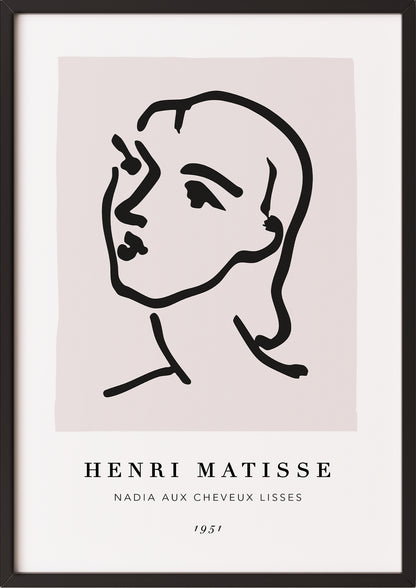 Nadia aux cheveux lisses von Henri Matisse Kunstdruck im schwarzen Rahmen