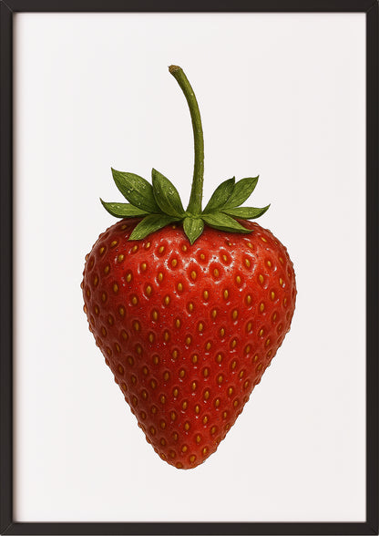 Erdbeeren Kunstdruck mit schwarzem Rahmen – stilvolles Frucht Poster fürs Esszimmer