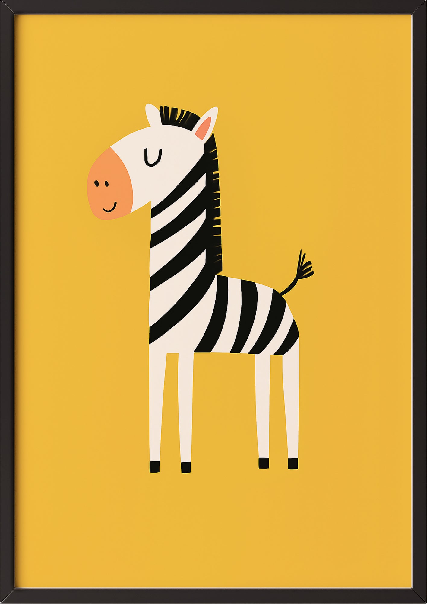 Zebraposter im schwarzen Rahmen an einer hellen Wand