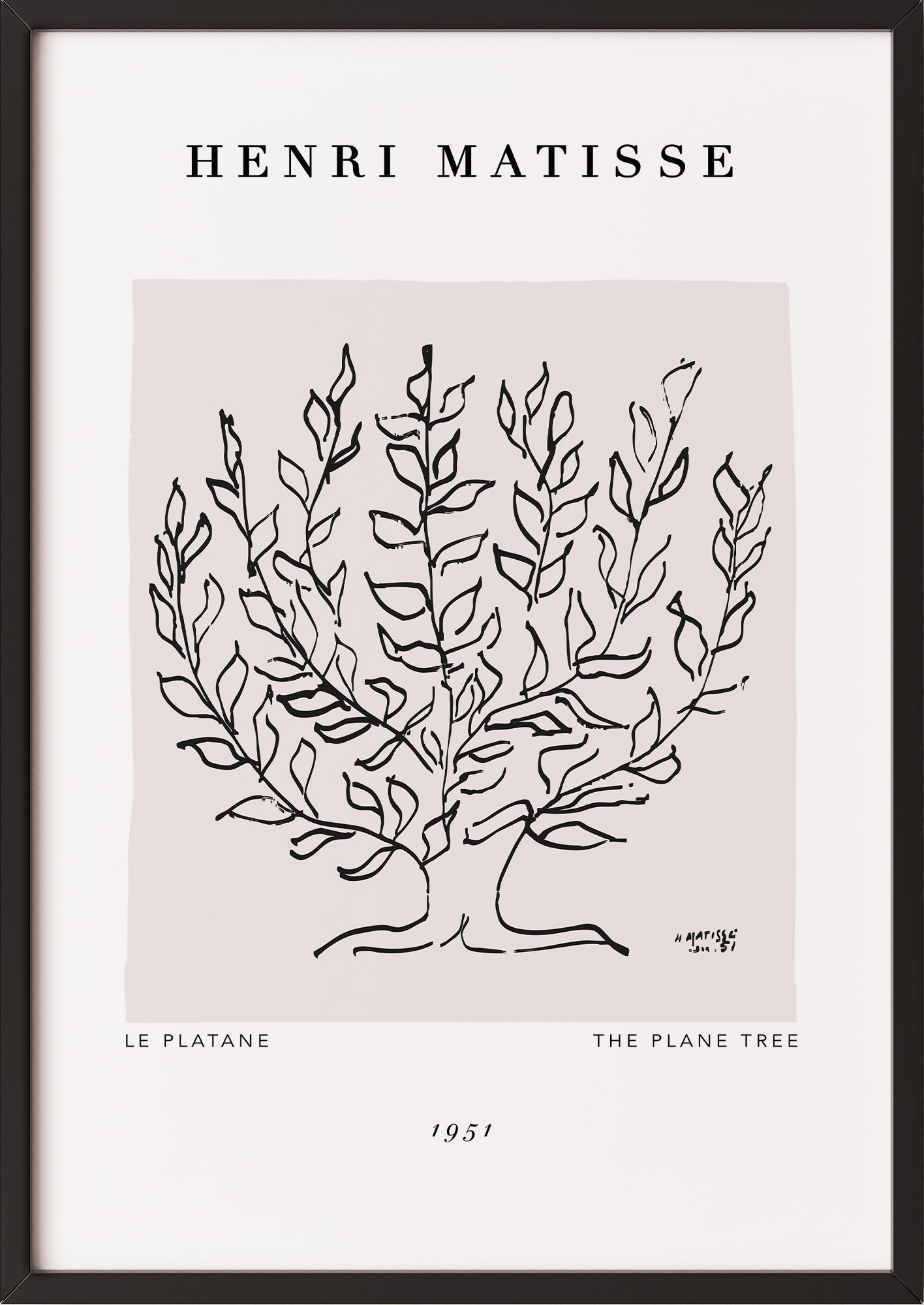 The Plane Tree von Henri Matisse Kunstdruck im schwarzen Rahmen