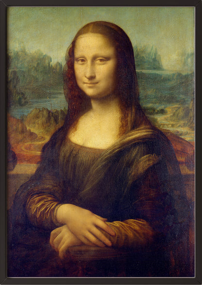 Mona Lisa von Leonardo da Vinci Kunstdruck im schwarzen Rahmen
