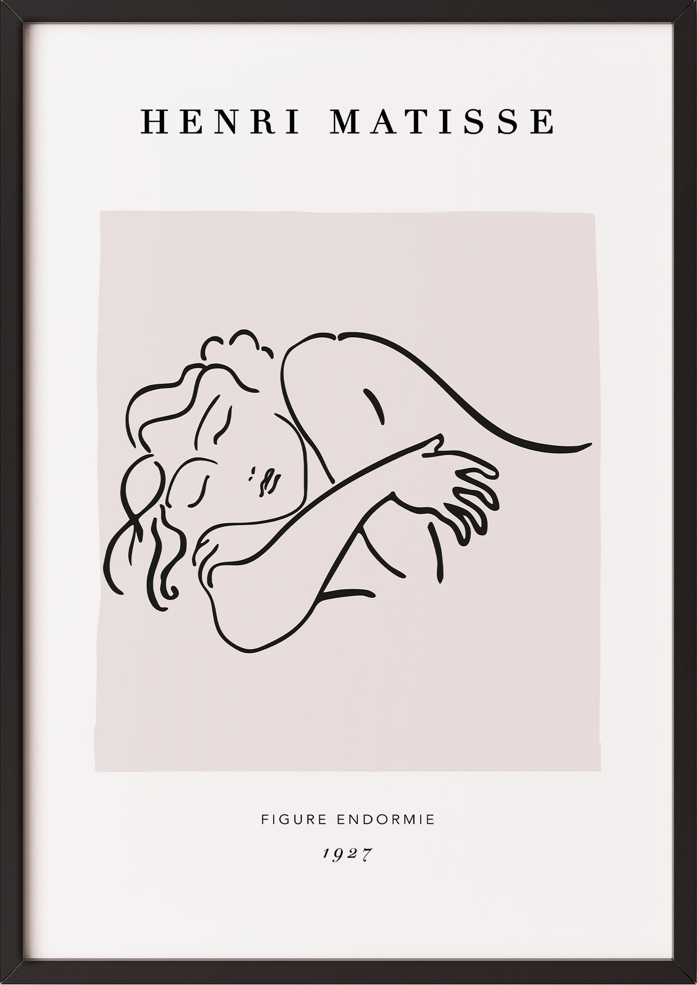 Sleeping Woman von Henri Matisse Kunstdruck im schwarzen Rahmen