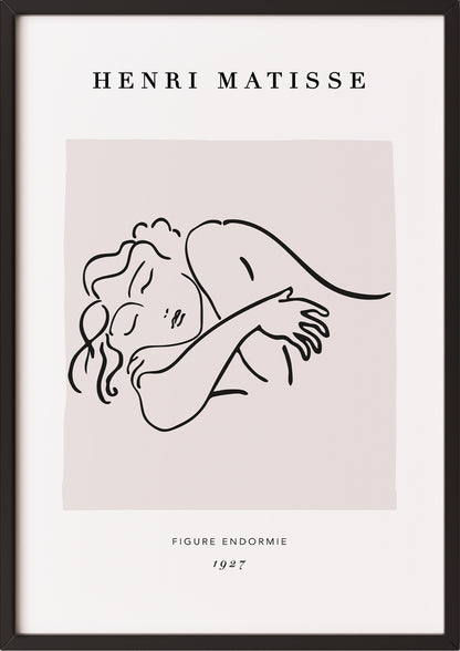 Sleeping Woman von Henri Matisse Kunstdruck im schwarzen Rahmen