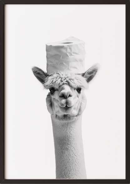 Alpaka Poster mit Klopapier im schwarzen Rahmen