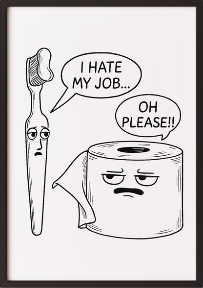 Zahnbürste und Klopapier Cartoon im schwarzen Rahmen