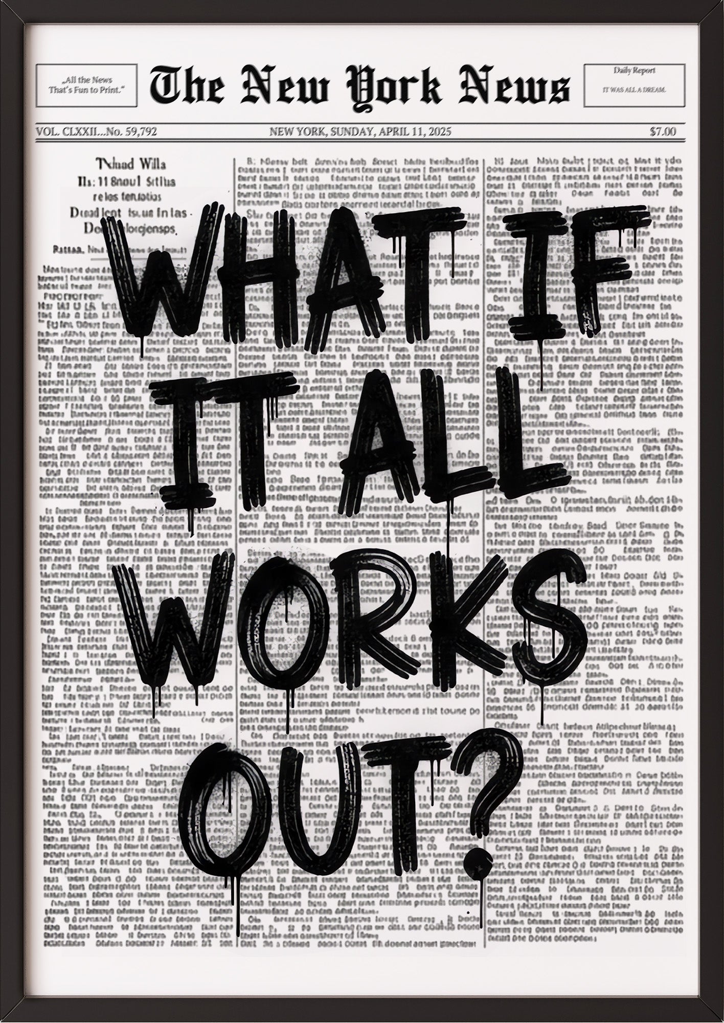 Poster What If It All Works Out? im schwarzen Holzrahmen
