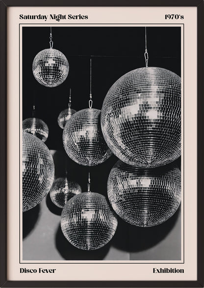 Poster Disco Fever – Saturday Night Series im schwarzen Holzrahmen