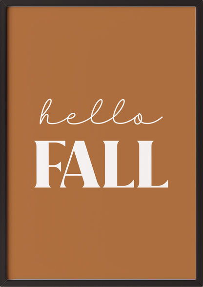 Poster Hello Fall im schwarzen Holzrahmen